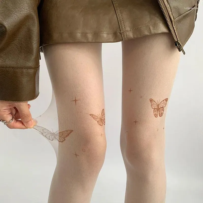 Skarpetki dla kobiet cienkie zaciski motylowe Biegle Bezproblemowy wzór lolita pończochy pełna stopa czarny jedwabny seksowne rajstopy