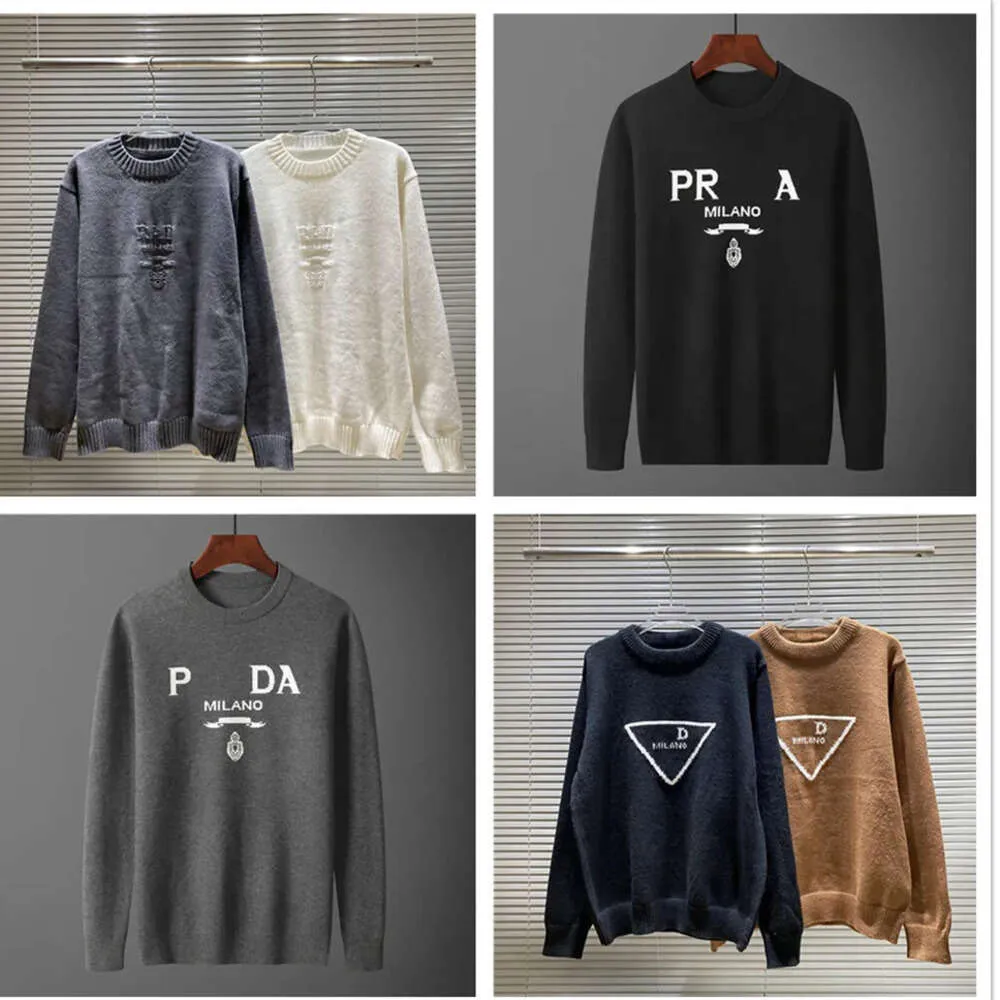 2024 Designer Menogan's Triangle Element Letter Dark Jacquard Crewneck Grey Black Brown Jumper Stampa di maglione a maniche lunghe casual dimensione M-3xl 44