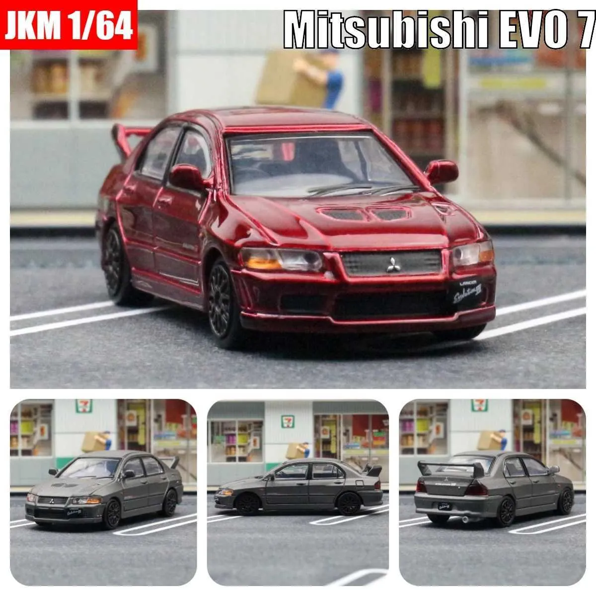 Diecast Model Cars 1 64 Mitsubishi Początkowy D EVO 7 VII Model minimaturowy JKM 1/64 Premium Toy Car Vehicle