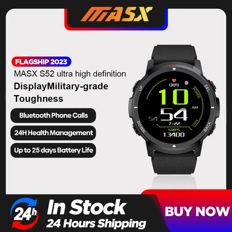 Bekijkt Masx S52 Smart Watch 1.43 'Ultra High Definition Display 400MAH Bluetooth Call MilitaryGrade Toughness Waterproof Sport Watch