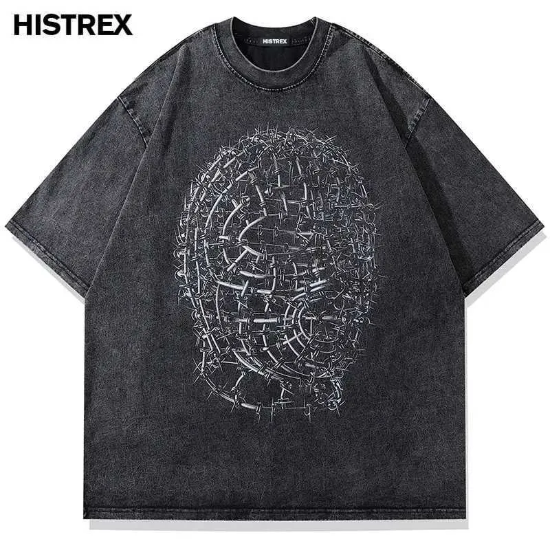 T-shirts voor heren Trashy y2k strtwear Men T-shirtgraphische rap hipster wahsed tshirt2023 zomer hiphop t shirtwomen tops 2000s unisex kleding H240506