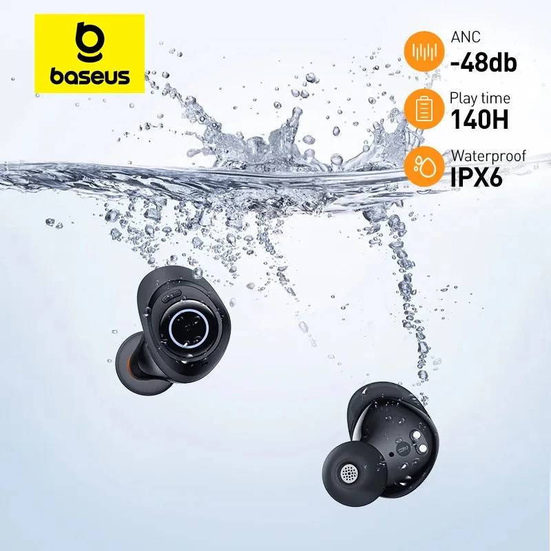 Écouteurs sans fil Baseus Ture 48 dB Annulation de bruit Bluetooth 5.3 casques 140h IPX6 Earbud TWS Sport IPX6 240411