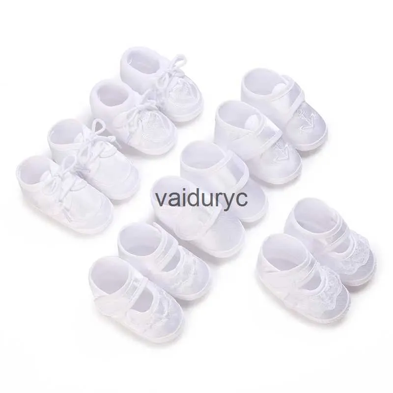 First Walkers Newborn Babys Baptist Shoe Boys and Girls White Shoes Soft Sole Walking H240506