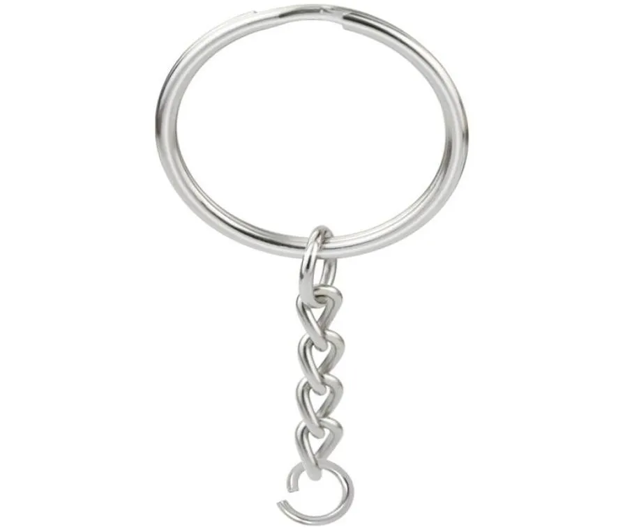 Keychains 100pcs 1 pouce25 mm en métal fendus de clés de la chaîne avec des pièces de clés en argent en argent saut et accessoires de connecteur 7046385