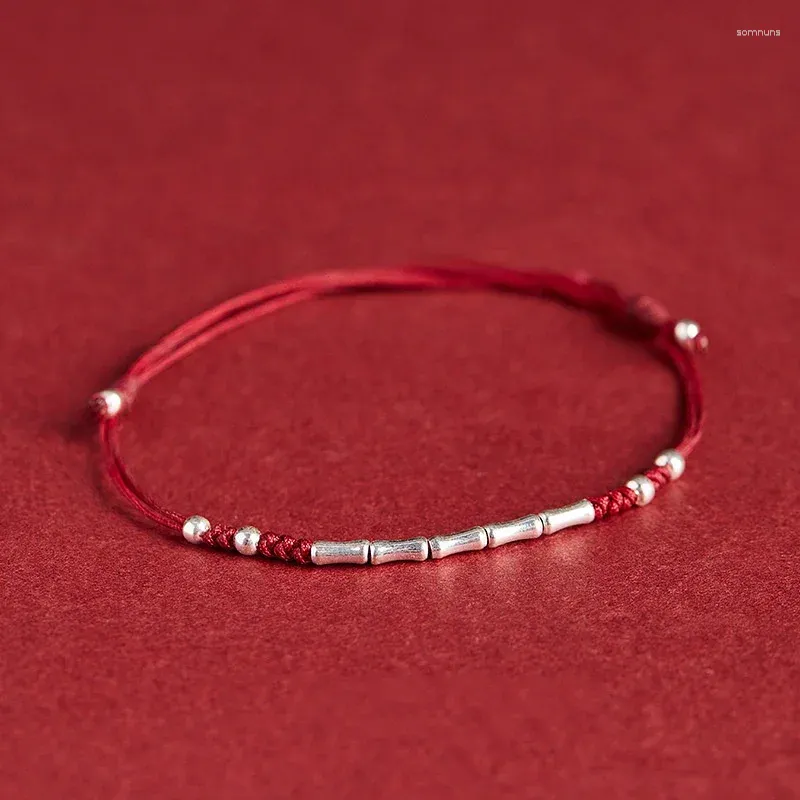 Charme Armbänder handgefertigt silberfarbene Farbe Glücksbänder für Frauen Männer rote Strings Länge Verstellbarer Fußkettchenschmuck