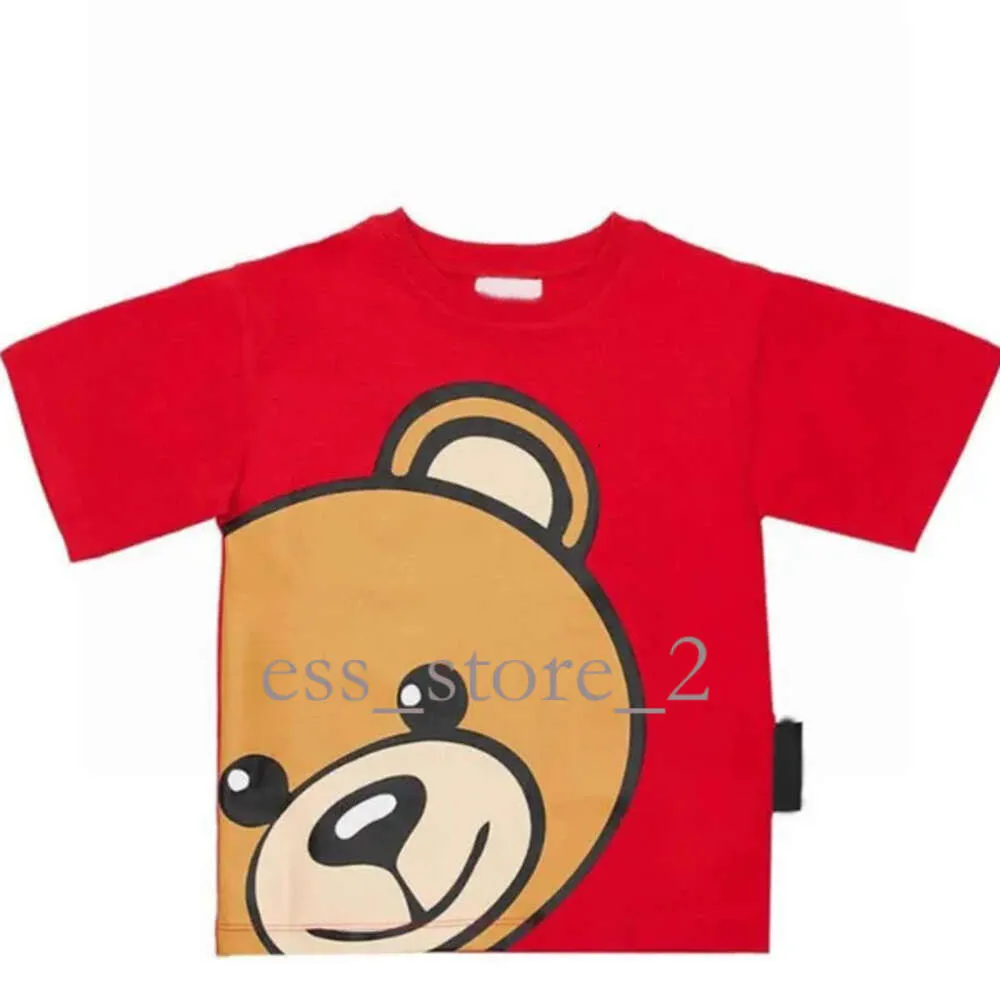 Moschinno Shirt Designer Mos Childrens Childrens à manches à manches manches garçons garçons de coton T-shirt Imprimé classique Cou Round Big Headhed Bear T-shirt Top Quality 24SS 635