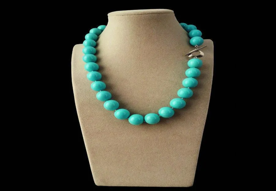 Natuurlijk 12 mm turquoise blauwe zuidzee -shell parel ronde edelsteen ketting 16250390391776033