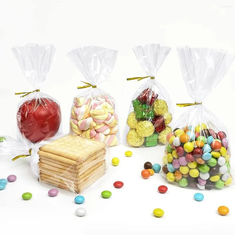 Wrap regalo 50 pezzi da 50 pezzi di caramelle trasparenti borse per matrimoni per bambini regali per forno fai -da -te book da imballaggio in cono