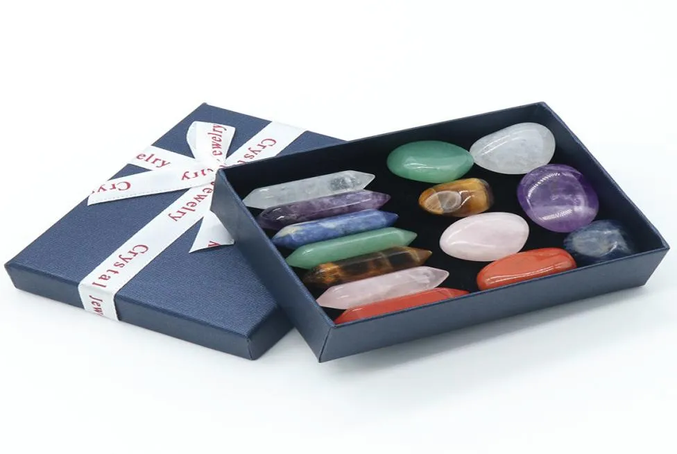 Chakra Arts and Crafts Boad Box Set 7pcs Crystals de guérison à double point Irréguleux 7pcs Yoga Energy Stone1941799