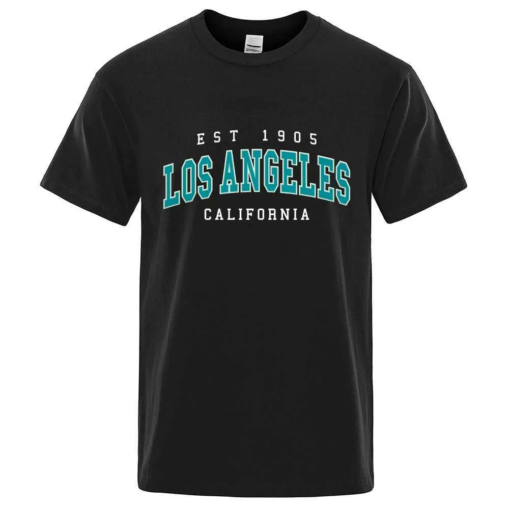 S EST 1905 L05 Los Angeles California Alphabet drukowana T-shirt męska moda T-shirt bawełna Top swobodny luźne koszulka Hip Hop J240506