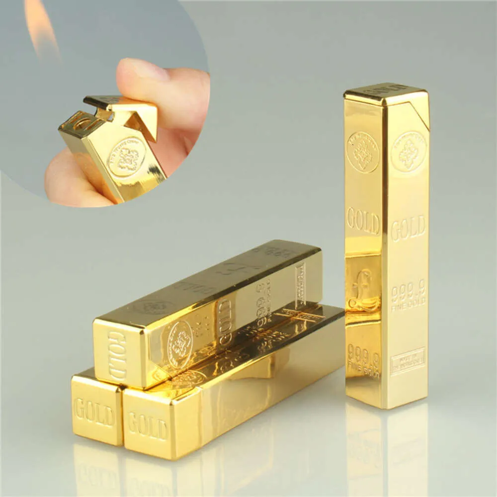 Gas à flamme à flamme à flamme ouverte Light Metal Long Metal Long Gold Bar Bighter peut être personnalisé