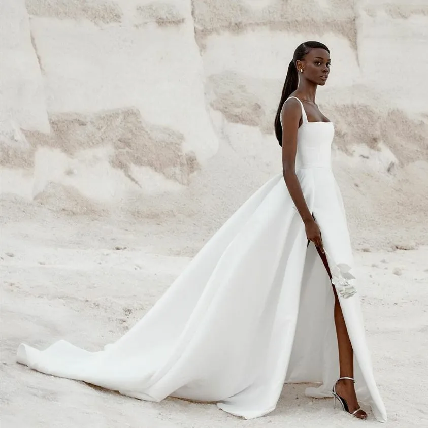 Crepe a line wedding dress online