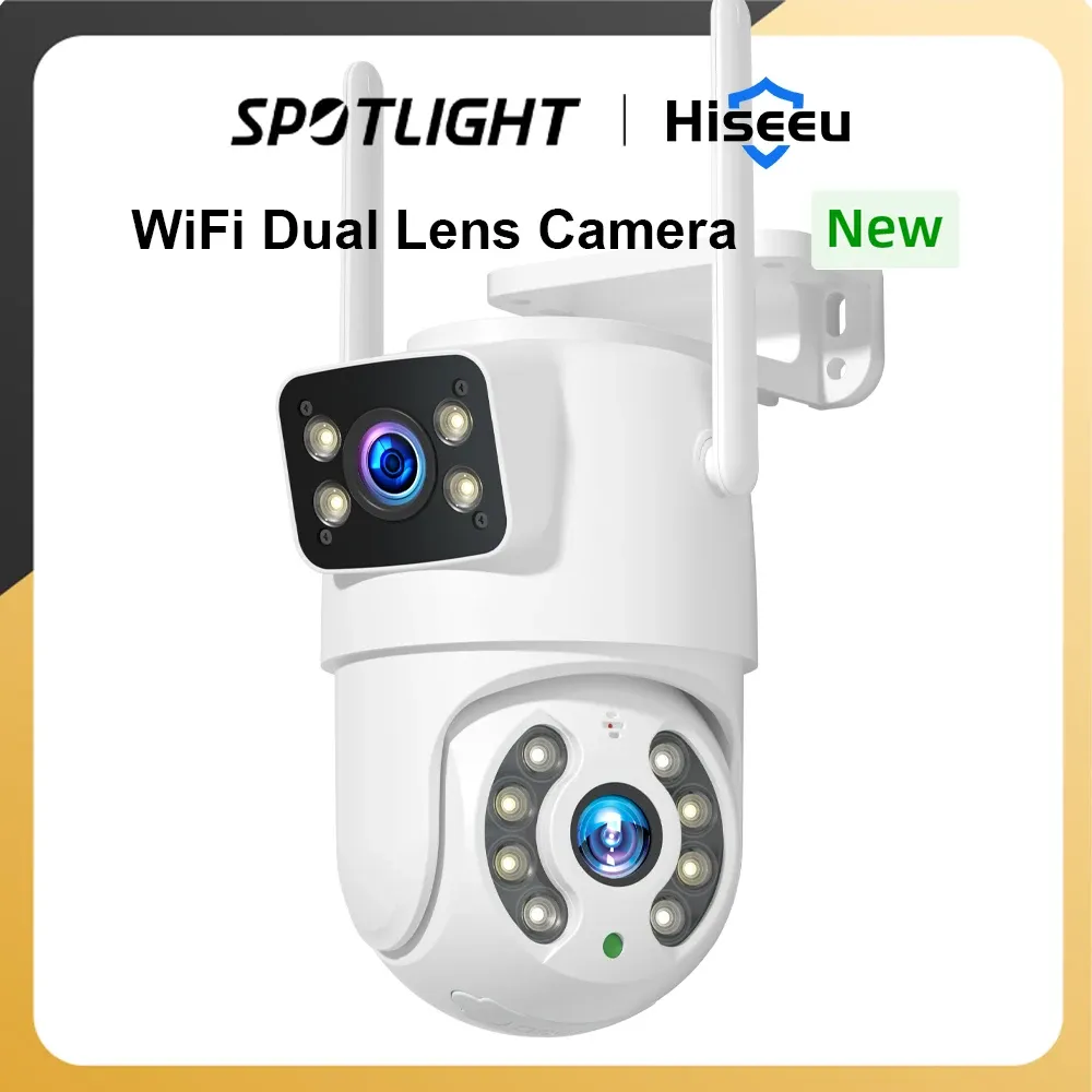 Cameras HiseU 8MP 4K PTZ WiFi IP Camera Dual Lens Security Protection Human Monitor Color Vision Night Vision CCTV CAME VIDEO