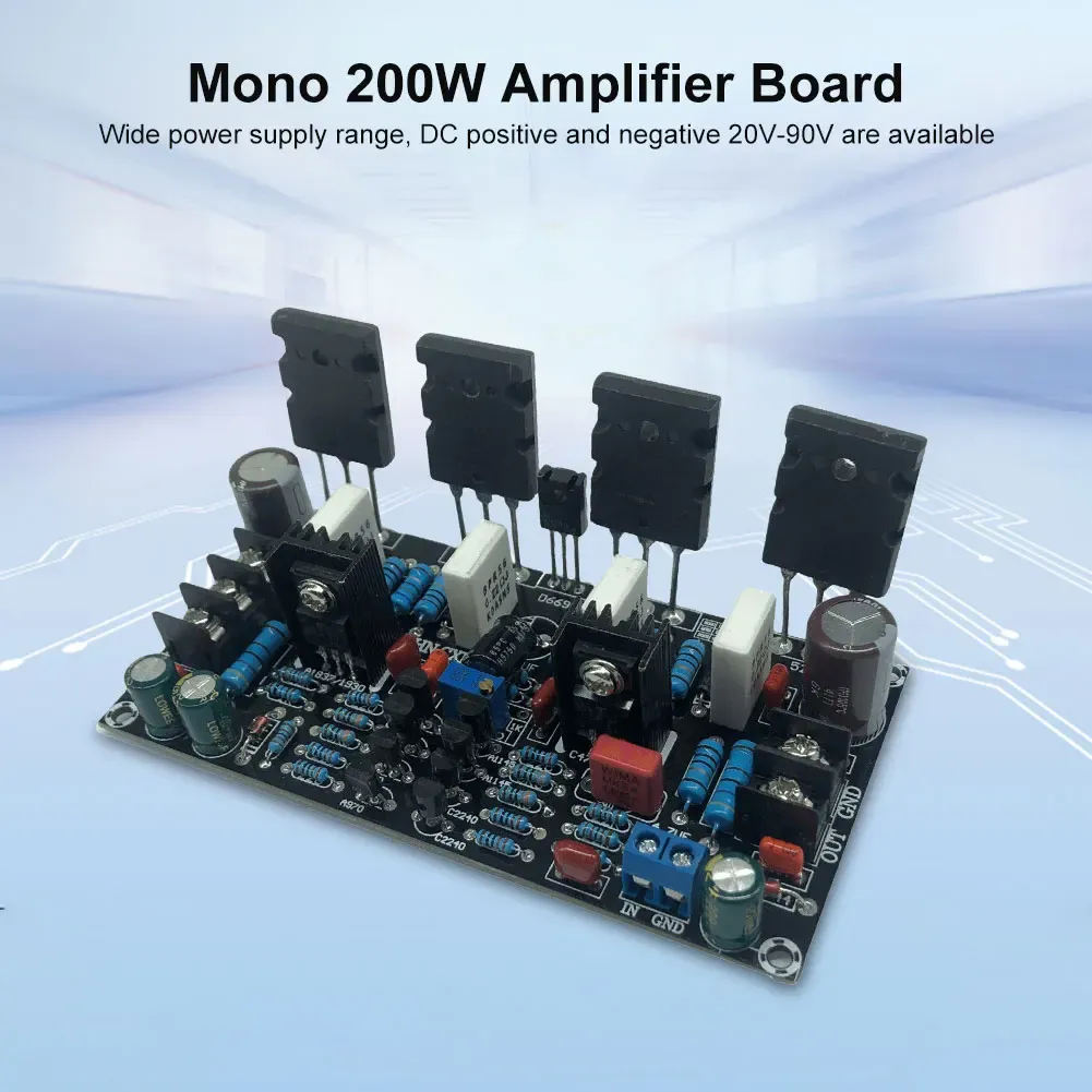Verstärker Einkanalverstärkerverstärker 1943+5200 Mono HiFi Audio -Verstärker fertiggestelltes Board 200W für Lautsprecher Electronic DIY Kit