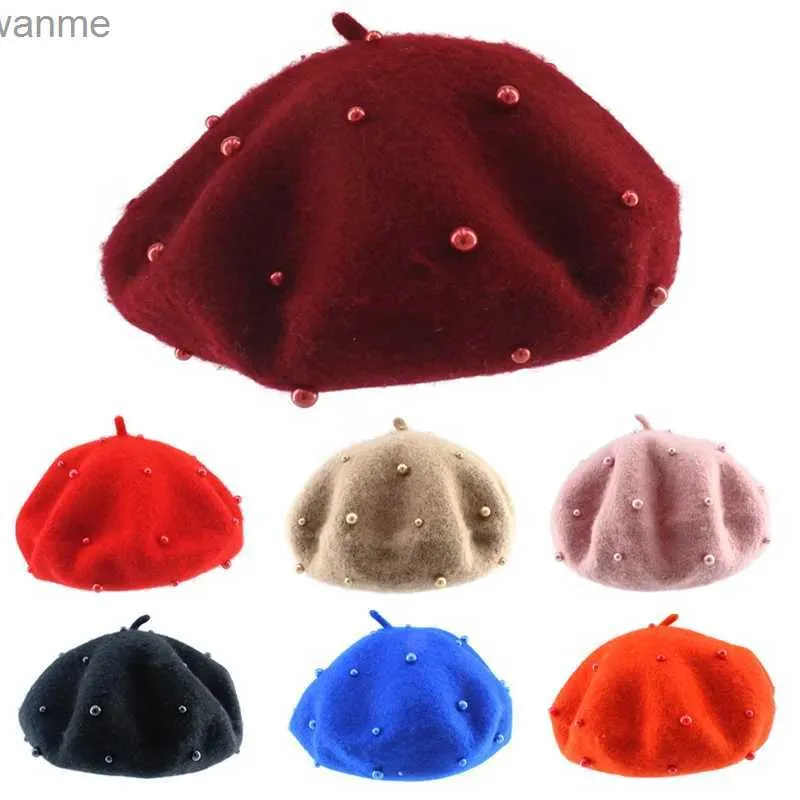 Caps Hats Pearl Womens Hut Mode Wolle Conboned Baser geeignet für Mädchen 3-8 Jahre Frühling/Sommer/Winter Kinderbetreiber WX