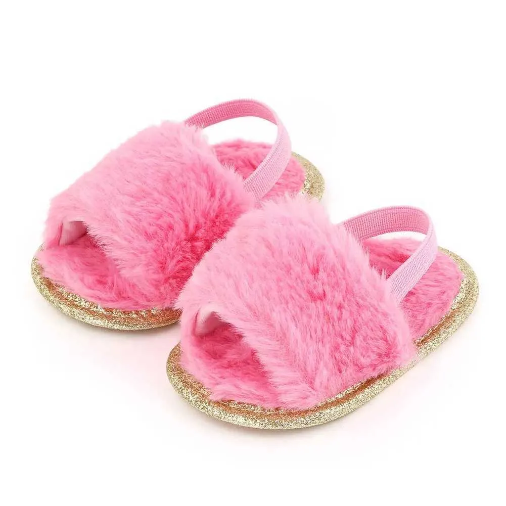 Sandali neonati neonato sandali estivi con pelliccia faux sola sola scarpe vestite per culitta appena nate