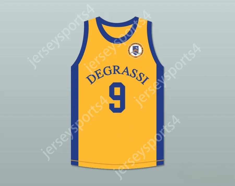 Anpassade Nay Mens Youth/Kids Drake Jimmy Brooks 9 Degrassi Community School Panthers Away Basketball Jersey med Patch Top Stitched S-6XL