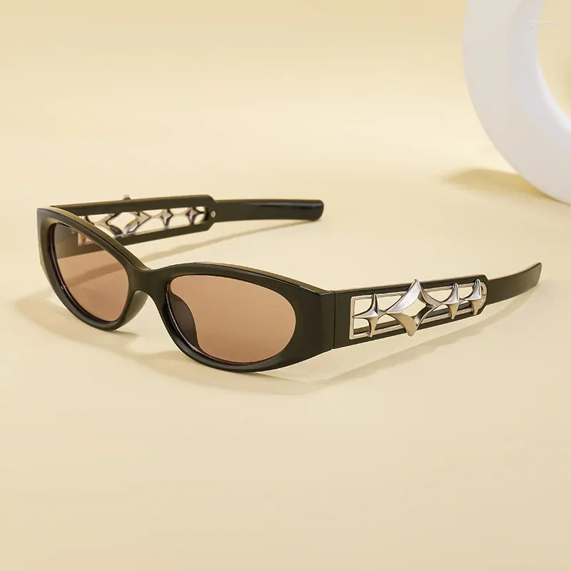 Sonnenbrille Ovale Technologie Frauen Fortgeschrittene 2024 Brand Sonnenbrillen Fashion Star Hollow Mirror Bein Beschützer Strand UV400