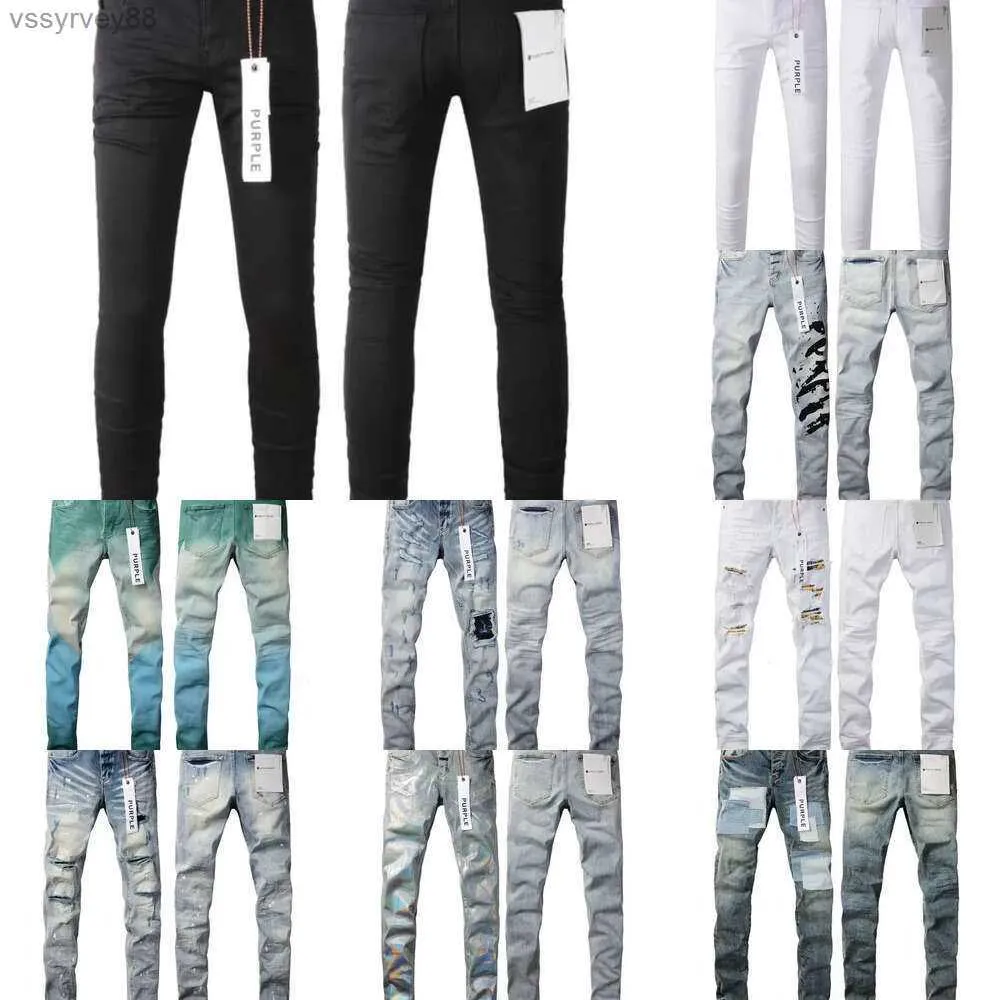 Herren lila Marke Low -Rise -Skinny Männer Jean White gesteppt Vintage Stretch Cotton Jeans 4o7j