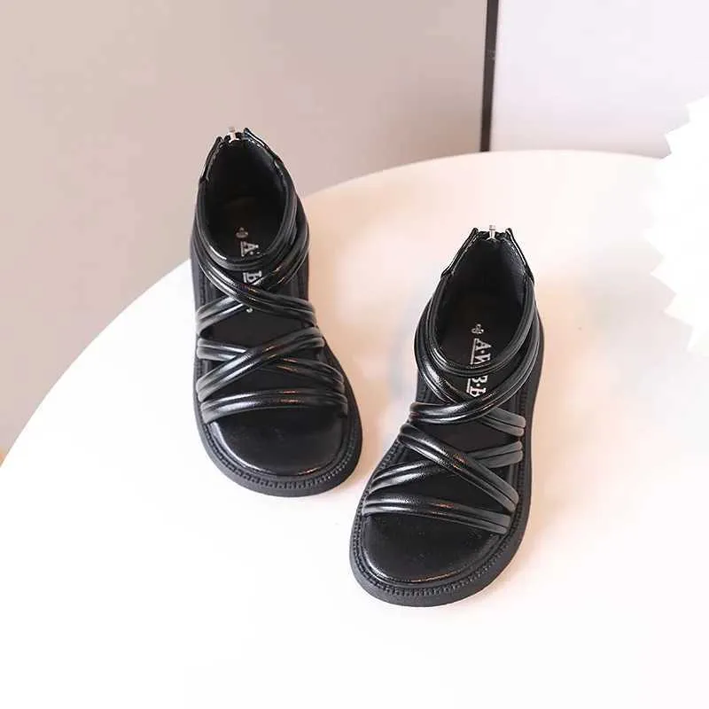 Sandals Kids Shoe Girl Shoe Roman Sandals Summer New Fashion Baby Casual Shoe Black Child High Top Open Toe Princess Shoe Sandalias Nio