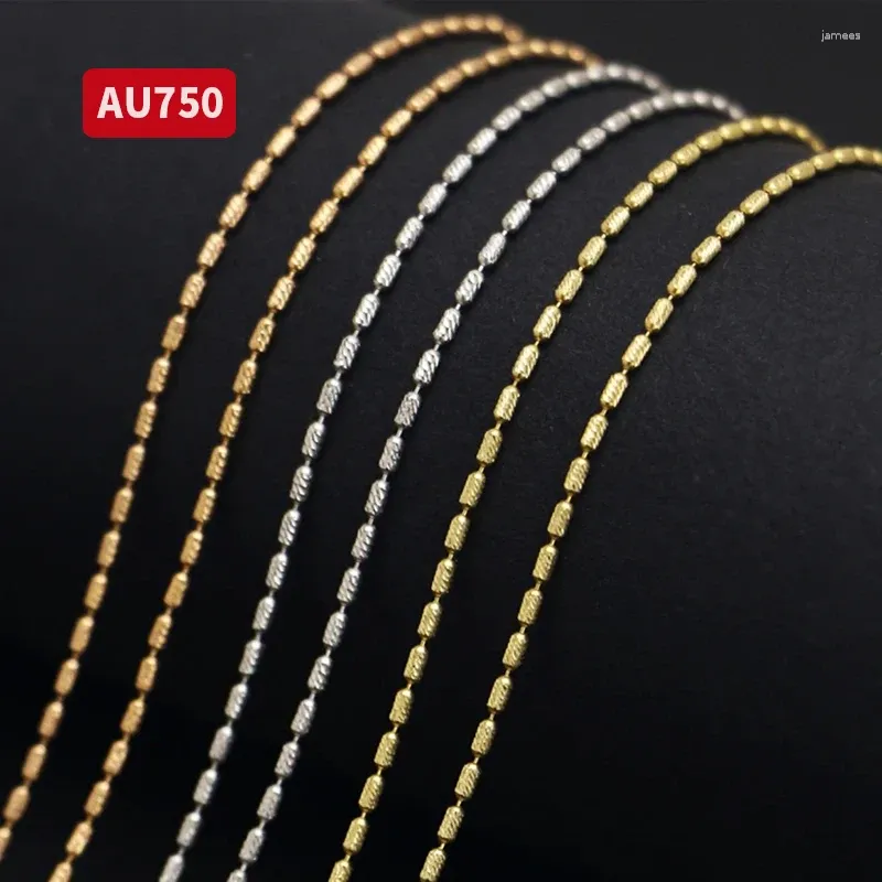 Catene vera collana in oro 18k rosa e bianca per regolare la catena di grano di riso femminile sottile Au750 semplice