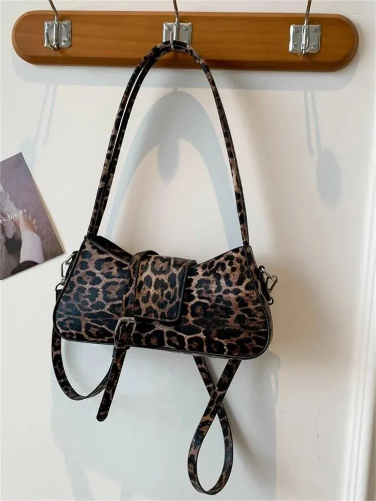 Umhängetaschen PU Leder Crossbody für Frauen 2024 Französischer Stil Leopardenmuster Frauen Handtaschen Mode Retro vielseitig