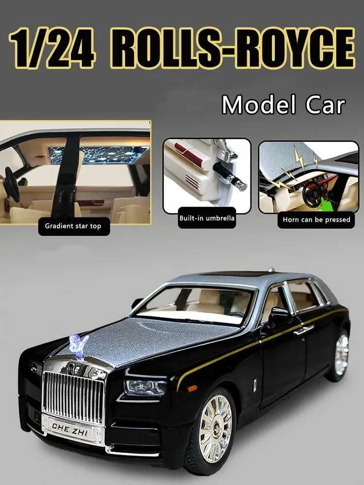 Diecast Model Arabalar Yeni 1 24 Simülasyon Rolls Royce Phantom Model Alaşım Metal Araba Model Dekorasyon Lüks Araba Çocuk Oyuncak Araba Boy Seriesl2405