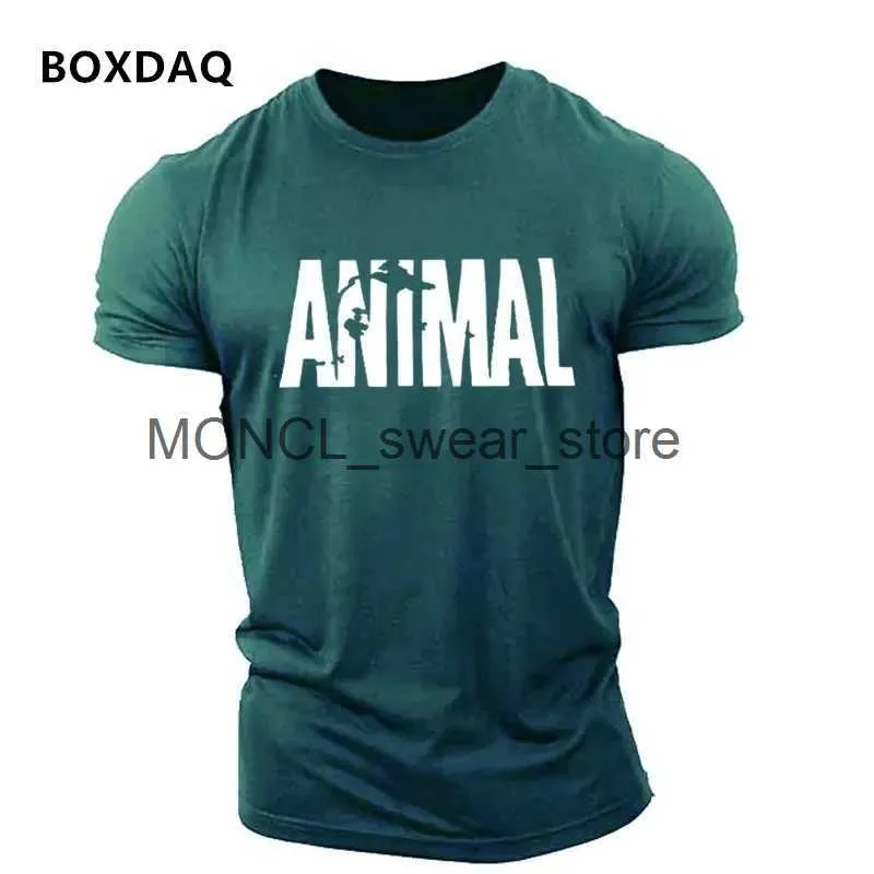 T-shirt maschile Lettera animale Elemento inglese Maglietta maschile Svecca a maniche corta Spettatura rotonda Sport Casual Sports Top 6xl Grande estate H240506