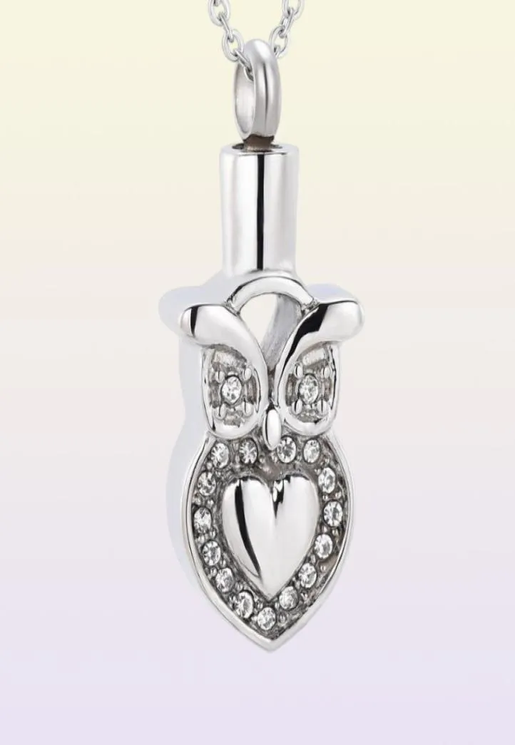 Owl With Crystal Memorial Urn Necklace PetHuman Ashes Funeral Urn Necklace Ash Locket Cremation Jewelry73949108656514