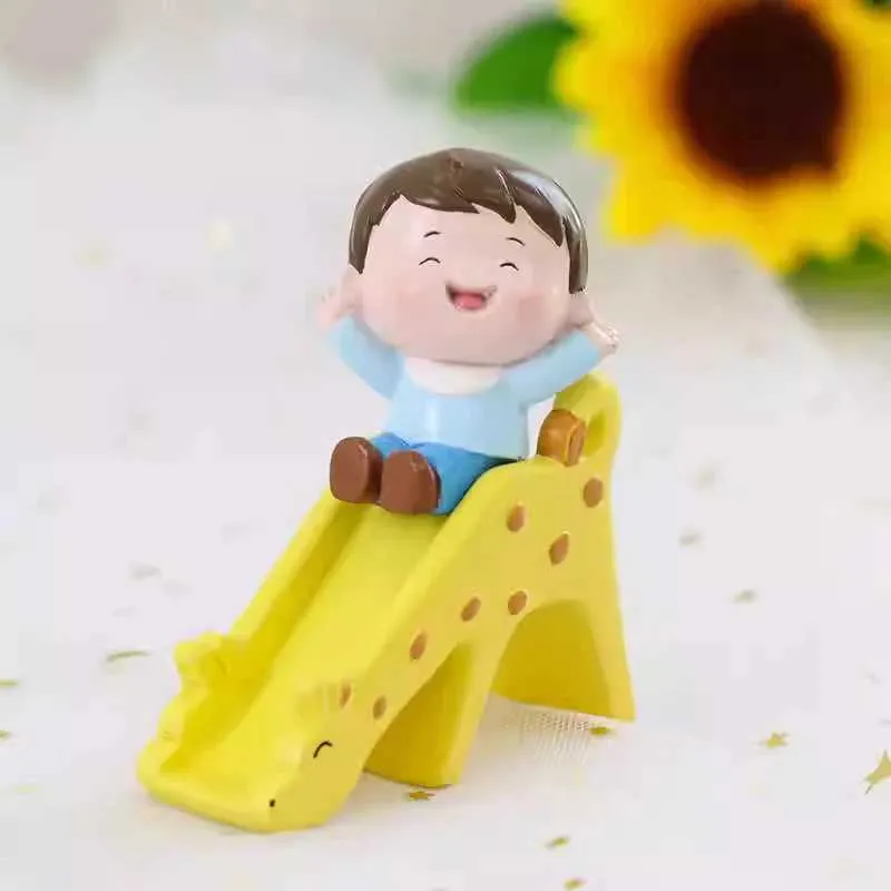 3pcs 양초 어린이 소년과 여자 유치원을위한 아기 슬라이드 케이크 장식 창의적 귀여운 어린이 장식 장식