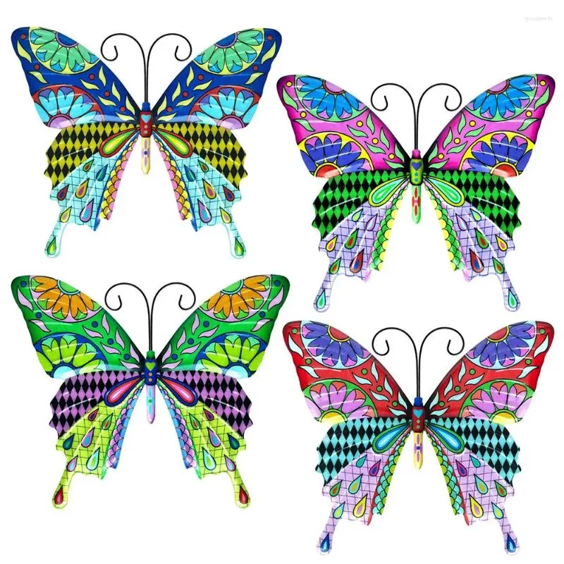 Figurines décoratives Décoration Metal Butterfly Home 3d DIY Sculpture réaliste 1PCS 21,5 25 0,5 cm Ornements suspendus Iron Multicolore