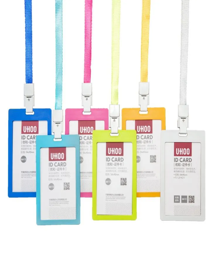 5 colori Porta di carta di plastica favore favorisce il colore dell'ID studentessa Stuffa di archiviazione Vertical Office Work With Lanyard7942110