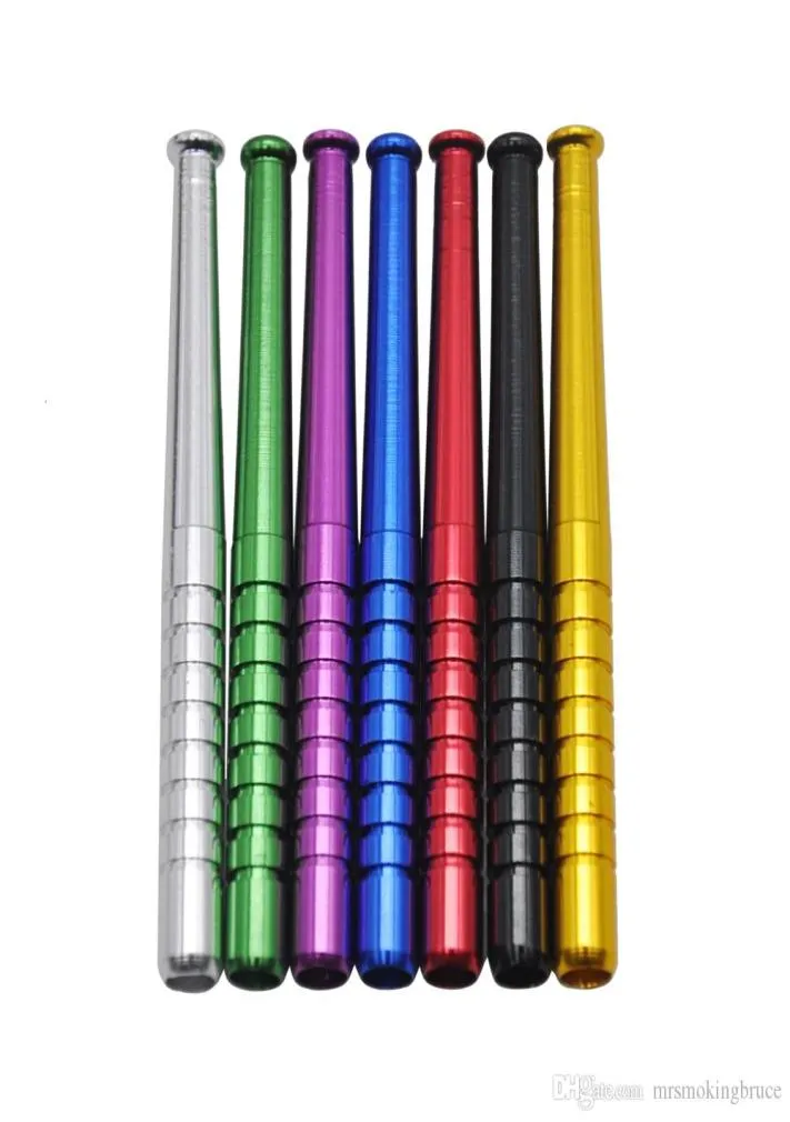 Fashion 5x Small Metal Smoking Pipes 78 MM Long Baseball Bat Shape Straight Type Metal Pipes Smoking One Hitter Whole3402107