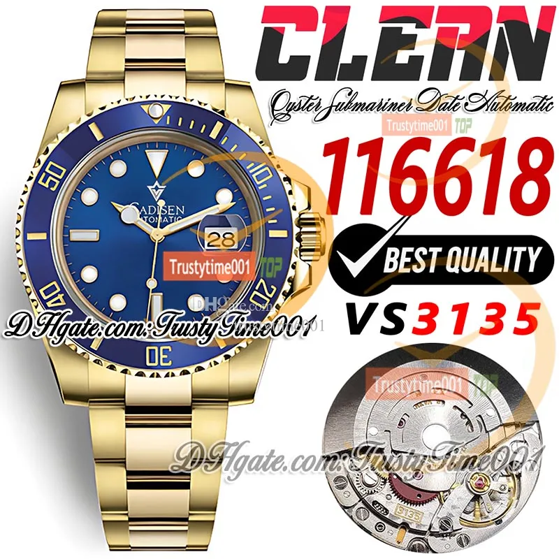 40 mm 116618 VR3135 Automatic Mens Watch Clean CF V5 Céramic Céroqueur bleu Calan 18K Gol jaune 904L Bracelet en acier inoxydable Super Edition TrusyTime001 Watches Hombre