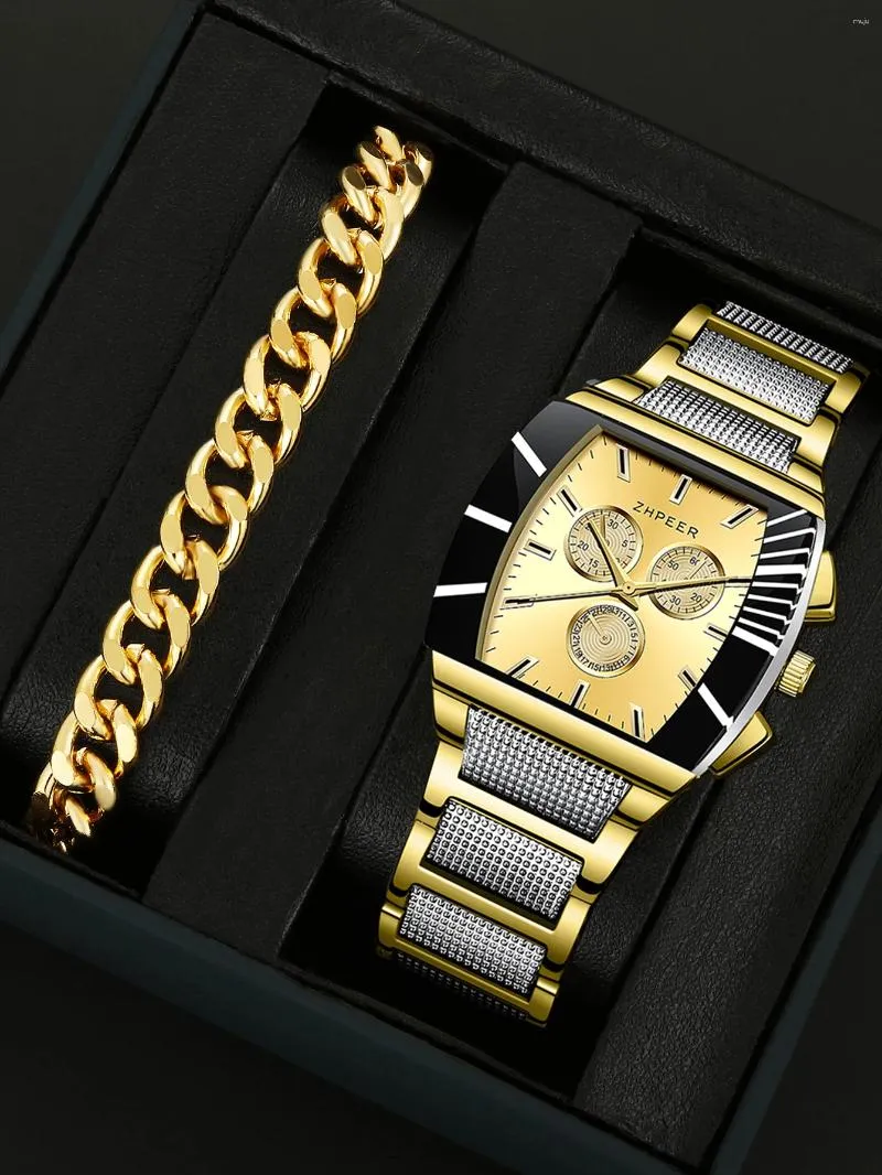Нарученные часы 1 мужская стальная группа Quartz Watch Bracelet Watch