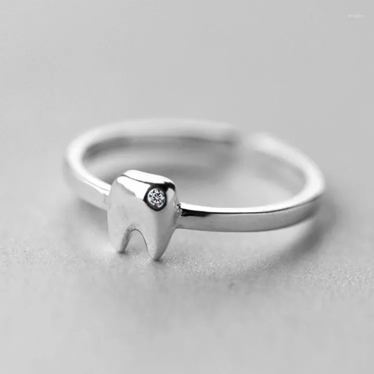 Cluster Rings Simple Zircon Inlaid Small Teeth Ring Silver Plated Anti Allergy Personality Women's Leisure Party Jewelry Birthday Gift