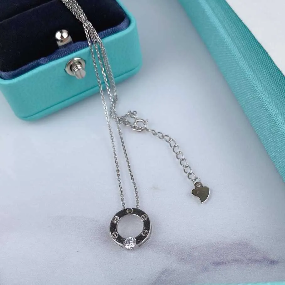 Sparkling Collarbone Design Ketting Nieuwe klassieke zilveren ronde met modieus met cart originele ketting