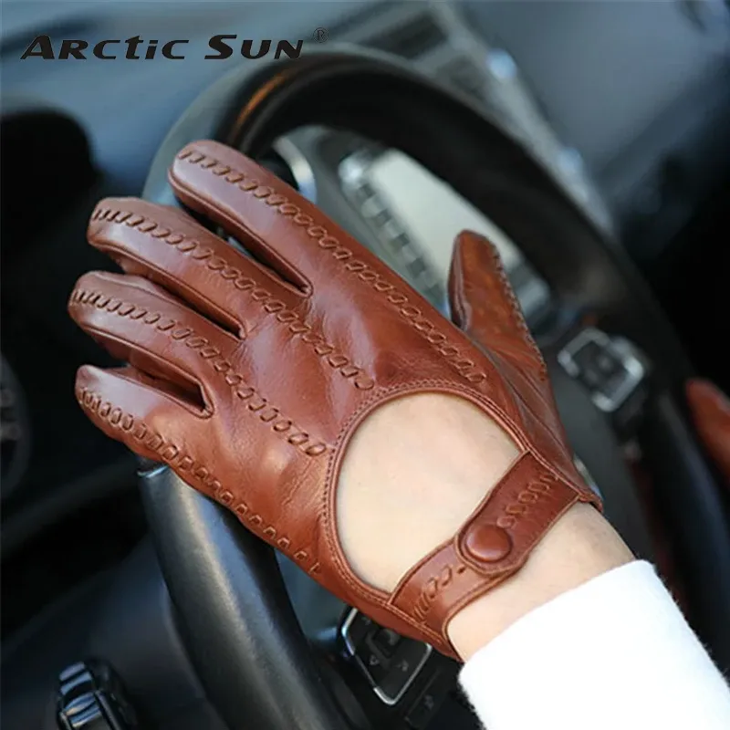 Handskar äkta läderhandskar hane olinerade importerade fårskinn män som kör lokomotivmanten vårhösten andas m063n