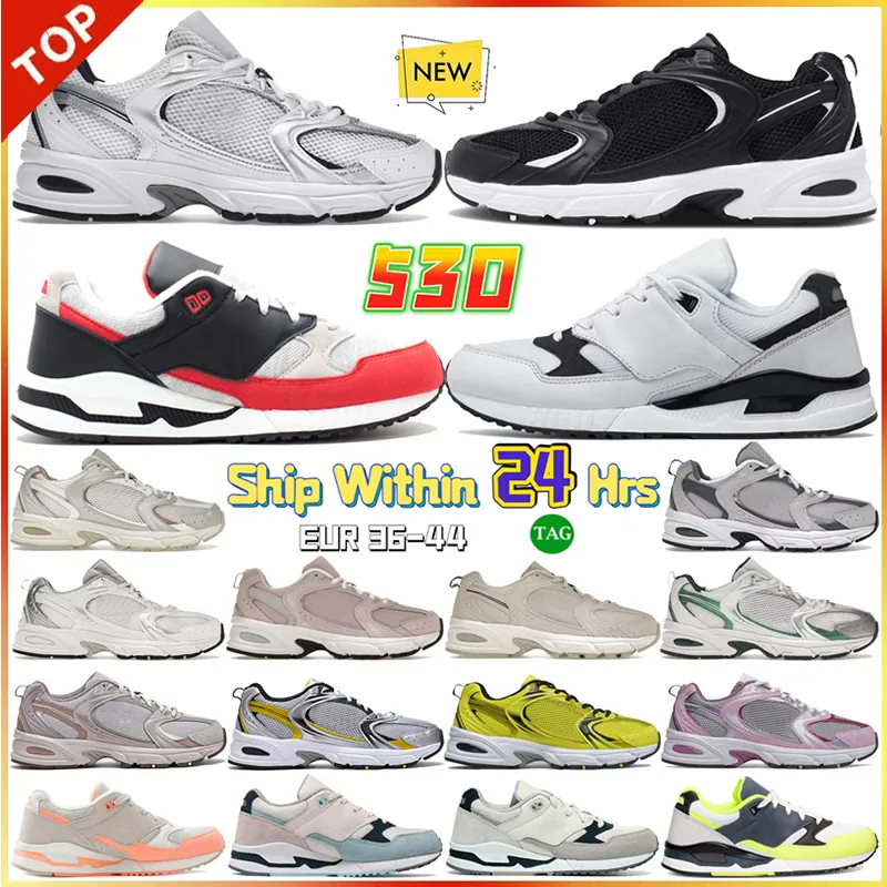 Nowe klasyczne buty 530 Designer Białe srebrne beżowe Angora Kości słoniowa czarny kremowy szary Munsell Stone Różowe męskie M530 Casual Sneakers Men Mr530 Outdoor Sports Treners