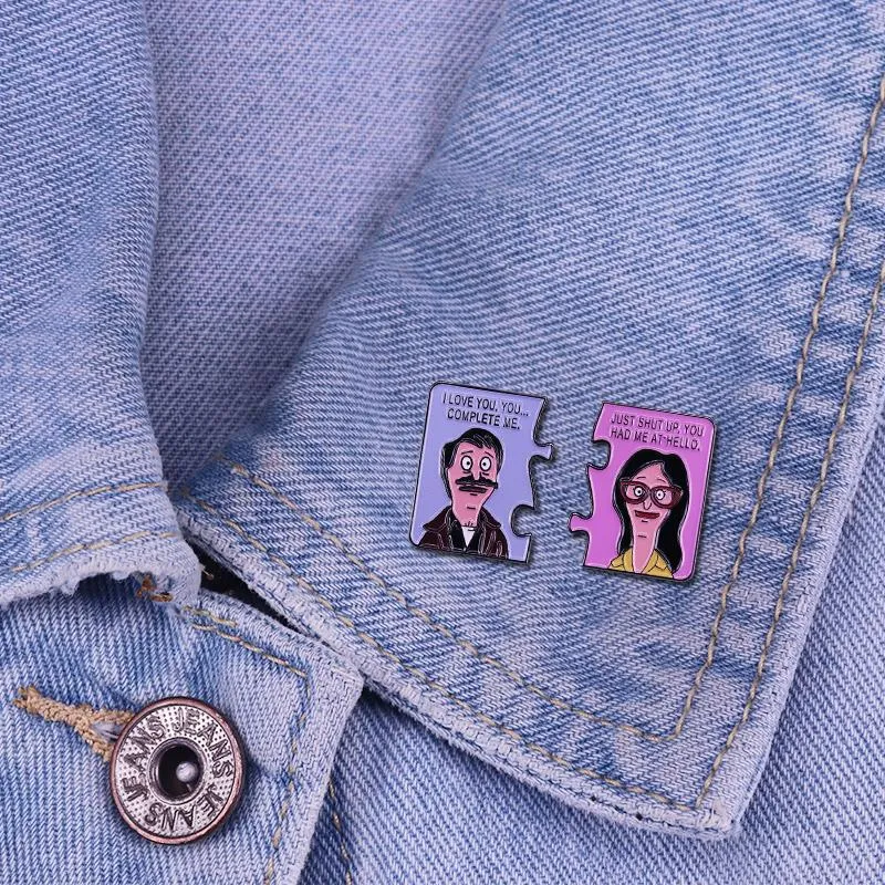 Bob Belcher And Linda Love Poems You Complete Me Enamel Pin Say The Words Of Your Heart To Your Sweetheart Through This Brooch