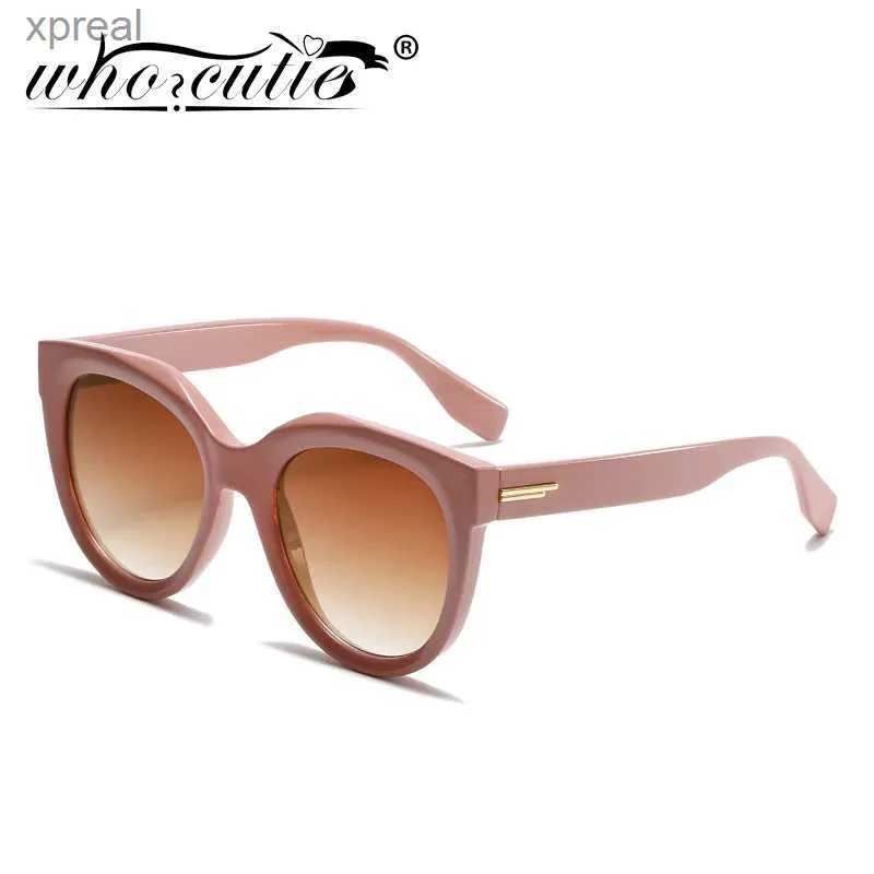 Солнцезащитные очки модные розовые заклепки круглые солнцезащитные очки среди женщин. Градиент -линзы.