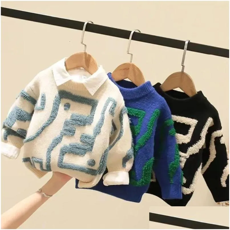 Pilover Plover Cardigan 2023 automne d'hiver bébé enfants garçons à manches longues couleurs couleurs tricots pulls filles pulls pull vêtements de cavalier del dhlhl