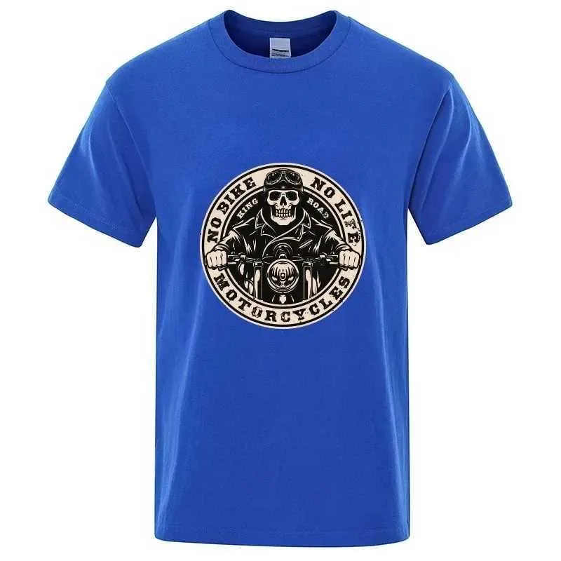 Herren T-Shirts Schädel Kurzer Slve T-Shirt Motorradsüchtiger Kolben Hip Hop-Baumwoll-T-Shirt Herren Hemd Cool TS Harajuku Fashion Strtwear T240505