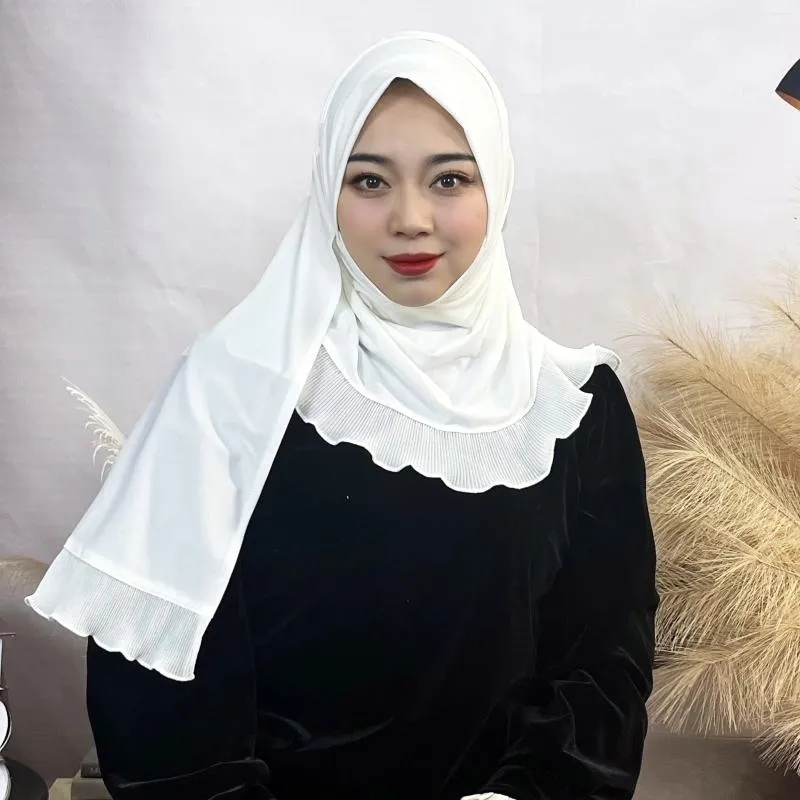 Ethnische Kleidung Frauen gekräuselt Hijab Muslim Amira Instant Cap Malaysia Langer Schal