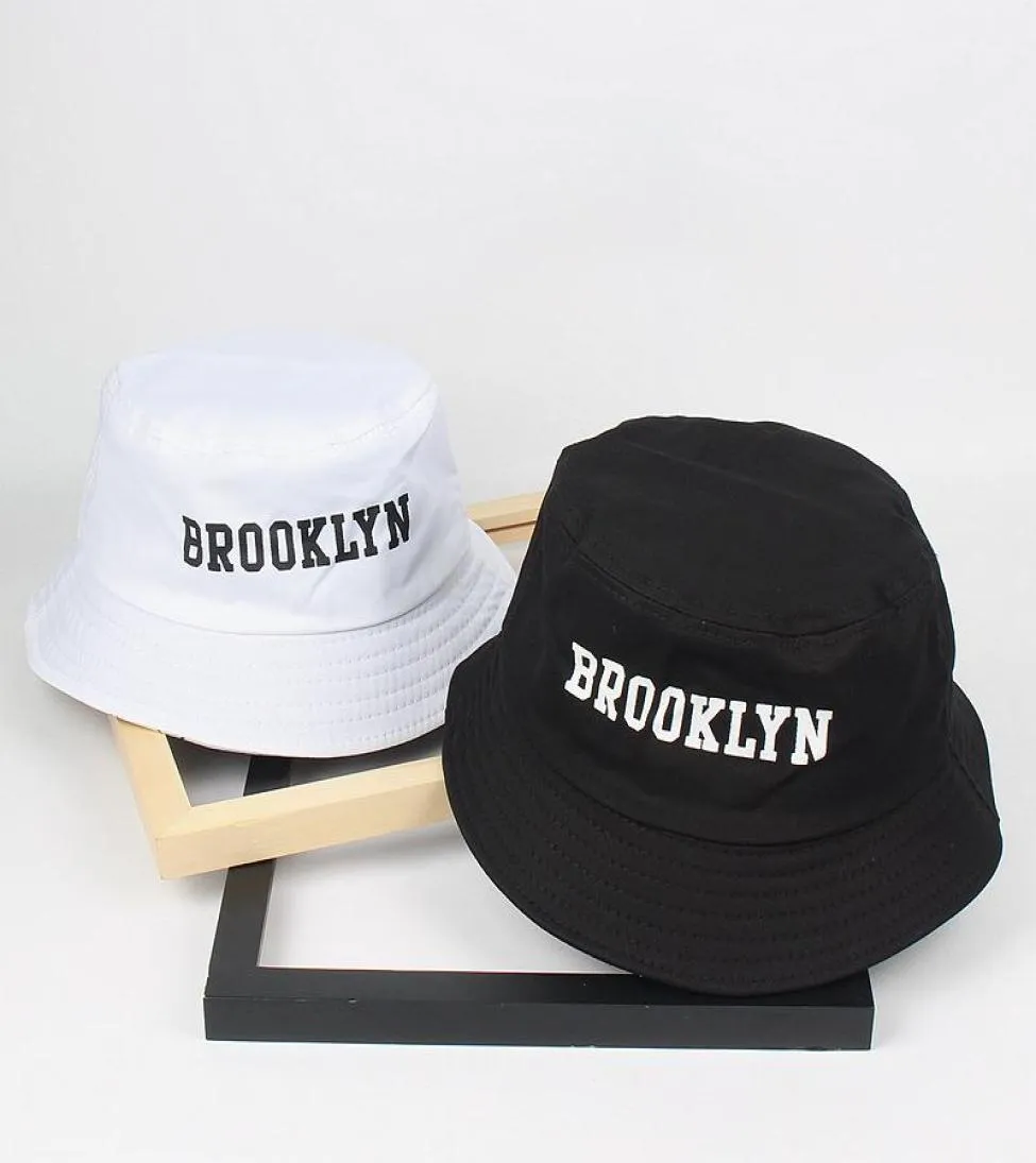 Cloches Men Women Brooklyn Bucket Hat Bawełna druk Hip Hop Fisherman Panama Sun Summer Outdoor Street Casual Visor Cap1658888
