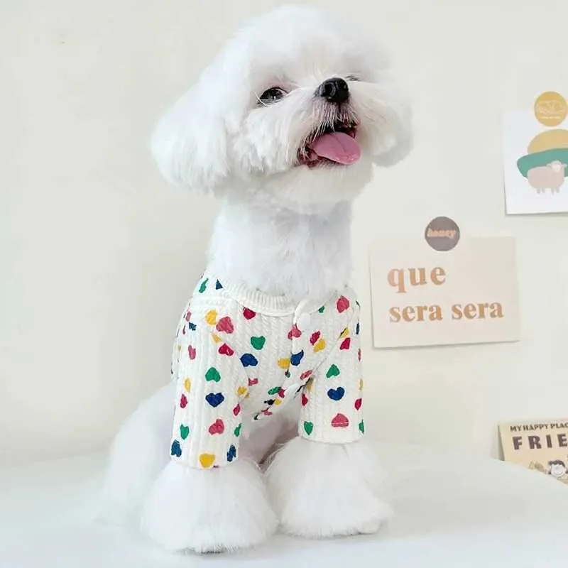 Dog Apparel Love Cardigan Pet Clothes Teddy Pomeranian Bear Small Maltese Christmas Sweater Cat H240506