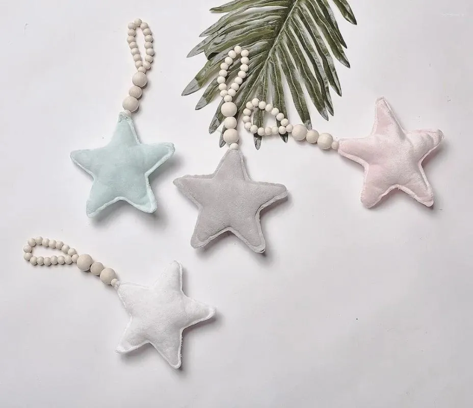 Figurines décoratives Style nordique perles en bois Moon Star Heart Ornements Catcher Dream Kids Room Decoration Decoration Mur Baby Tentes bébé