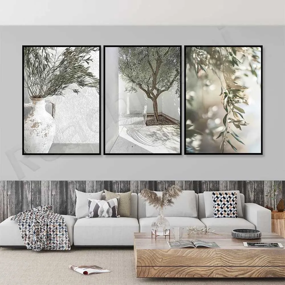 Wszystkie gałęzie drzew oliwnych artystycznych zostawiają po sobie płótno plakaty z wysokiej rozdzielczości plakaty z malowaniem olejem drukowane sypialnie domowe dekoracje salonu J240505