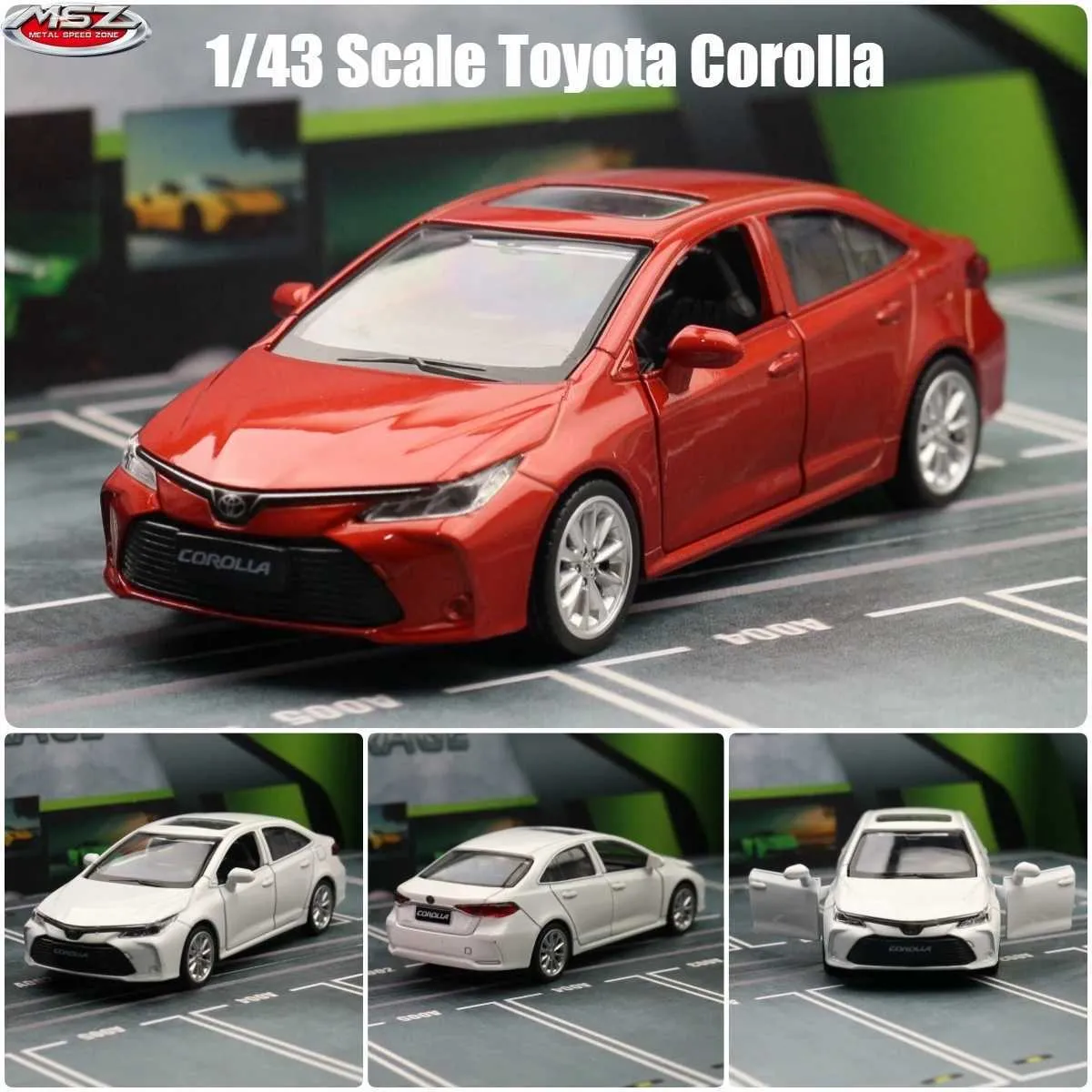 Diecast Model Cars 1/43 Toyota Corolla Hybrid Spielzeugauto Kinderkinder Stempel Metal 1 43 Micro Model Pull Back Education Series Geschenk für Boysl2405