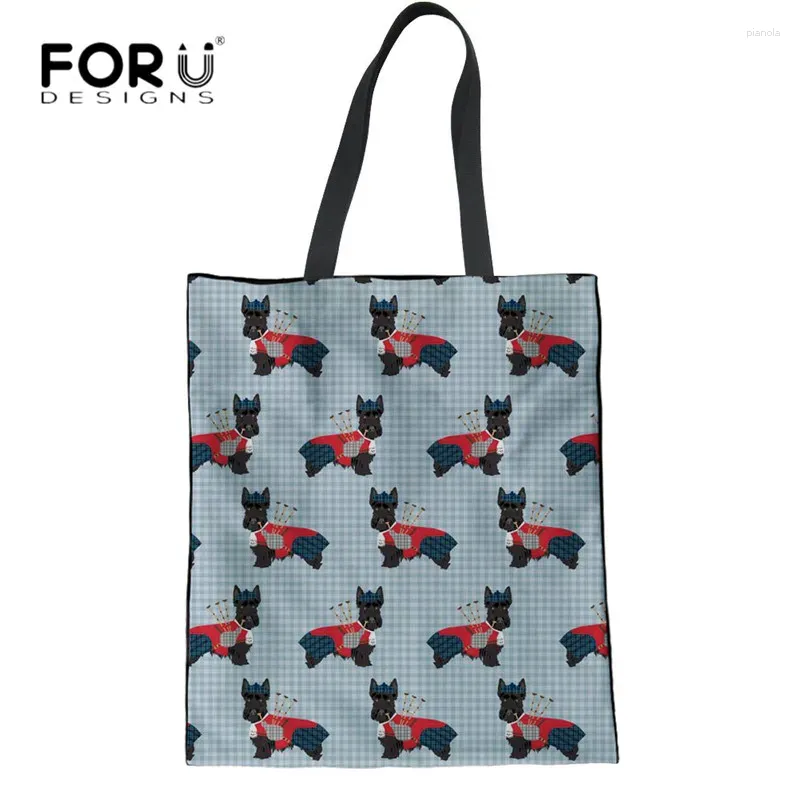 Umhängetaschen Fordensigns falten wiederverwendbare Handtaschen Scottish Terrier Design Frauen Leinen Tasche Eco großer Einkaufstasche für Damenkäufer